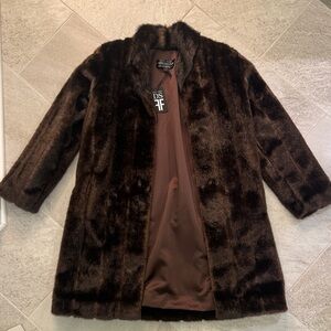 Fabulous Furs Brown Faux Fur Mink Coat